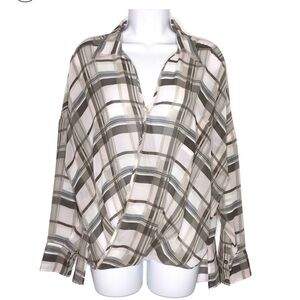 Plaid Women's Top in Pink and Tan